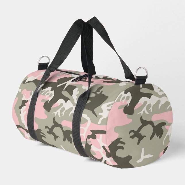 Pink and Green Camouflage, Military, Army Duffle Bag (Left Corner)