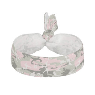 Pink and Green Camouflage, Military, Army Elastic Hair Tie