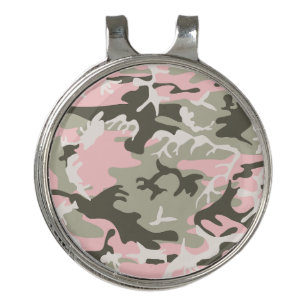 Pink and Green Camouflage, Military, Army Golf Hat Clip