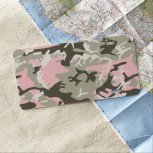 Pink and Green Camouflage, Military, Army License Plate