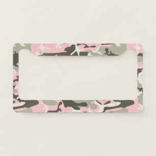 Pink and Green Camouflage, Military, Army License Plate Frame