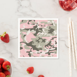 Pink and Green Camouflage, Military, Army Napkins