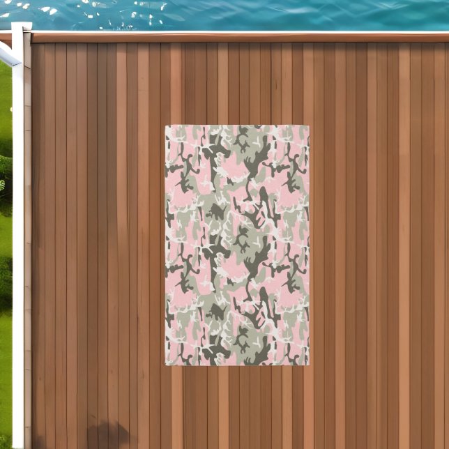 Pink and Green Camouflage, Military, Army Outdoor Rug (Insitu (Outdoor 2))