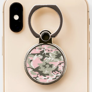 Pink and Green Camouflage, Military, Army Phone Ring Stand