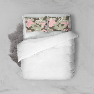 Pink and Green Camouflage, Military, Army Pillow Case
