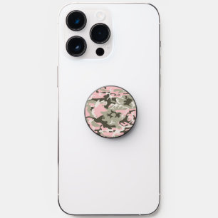 Pink and Green Camouflage, Military, Army PopSocket