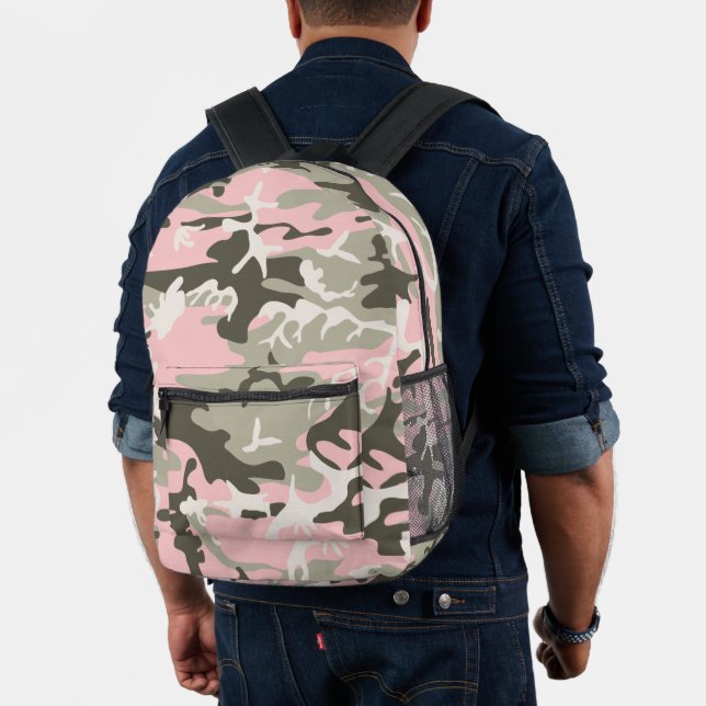 Pink and Green Camouflage, Military, Army Printed Backpack (Insitu (Model))