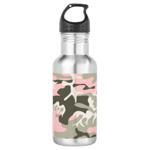 Pink and Green Camouflage, Military, Army Stainless Steel Water Bottle