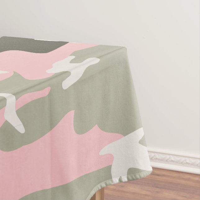 Pink and Green Camouflage, Military, Army Tablecloth (In Situ)