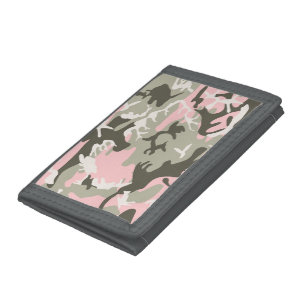 Pink and Green Camouflage, Military, Army Trifold Wallet
