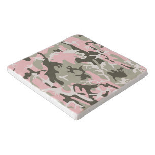 Pink and Green Camouflage, Military, Army Trivet