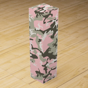 Pink and Green Camouflage, Military, Army Wine Box