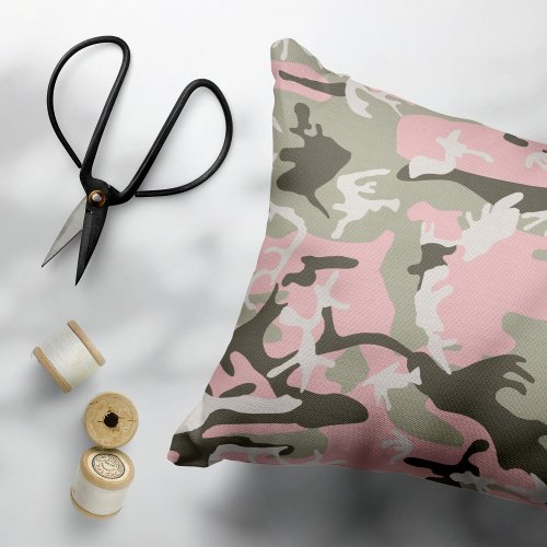 Pink and Green Camouflage Pattern Military Army Accent Pillow