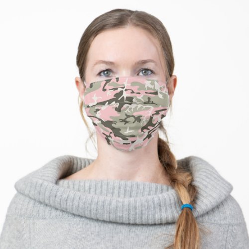Pink and Green Camouflage Pattern Military Army Adult Cloth Face Mask