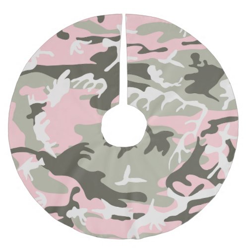 Pink and Green Camouflage Pattern Military Army Brushed Polyester Tree Skirt