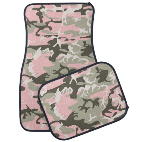 Pink and Green Camouflage Pattern Military Army Car Floor Mat