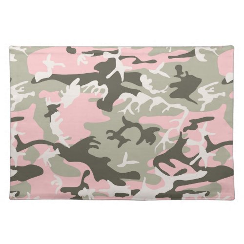 Pink and Green Camouflage Pattern Military Army Cloth Placemat