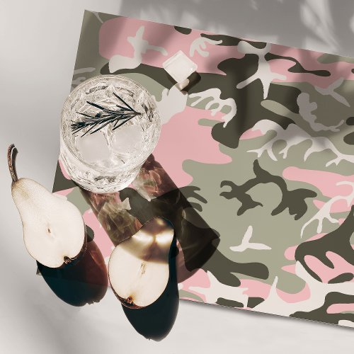 Pink and Green Camouflage Pattern Military Army Cloth Placemat