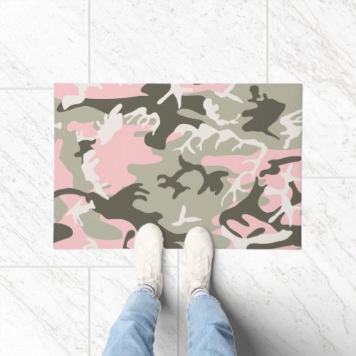 Pink and Green Camouflage Pattern Military Army Doormat