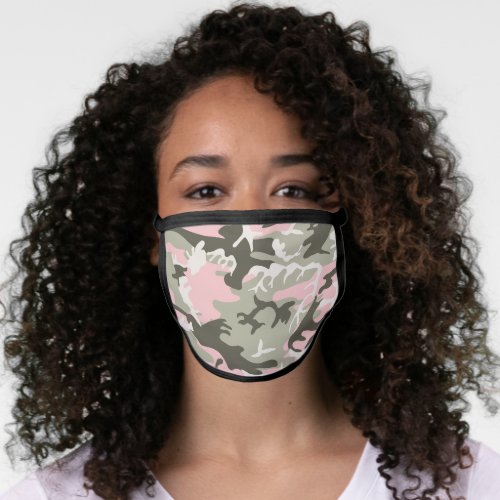 Pink and Green Camouflage Pattern Military Army Face Mask
