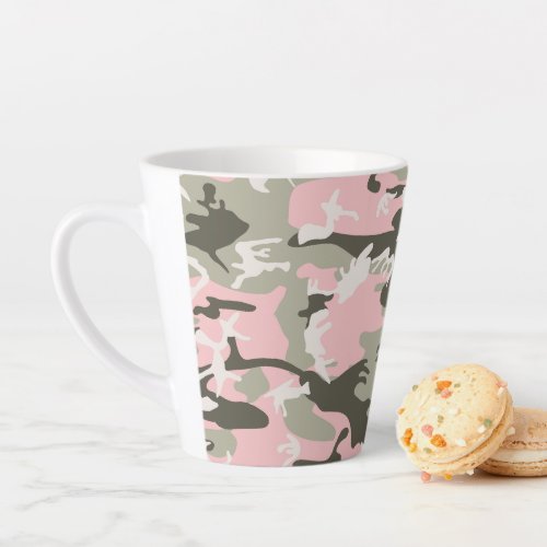 Pink and Green Camouflage Pattern Military Army Latte Mug