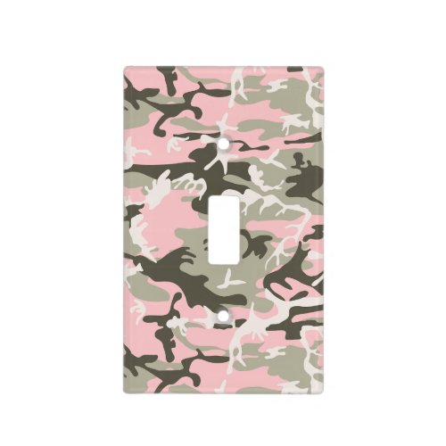 Pink and Green Camouflage Pattern Military Army Light Switch Cover
