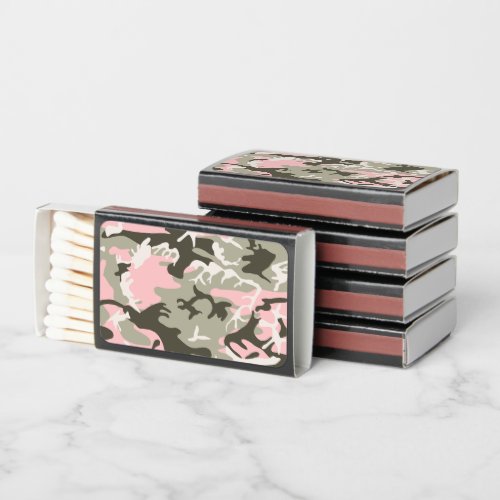 Pink and Green Camouflage Pattern Military Army Matchboxes