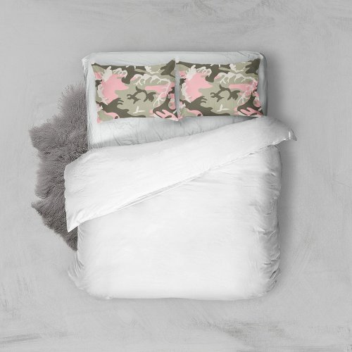 Pink and Green Camouflage Pattern Military Army Pillow Case