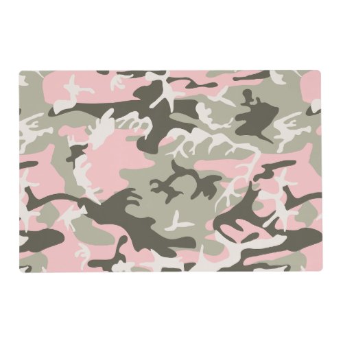 Pink and Green Camouflage Pattern Military Army Placemat