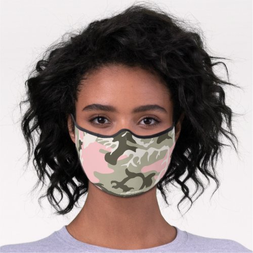 Pink and Green Camouflage Pattern Military Army Premium Face Mask