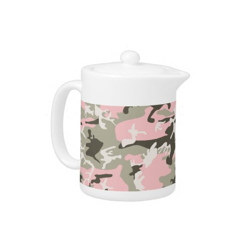 Pink and Green Camouflage Pattern Military Army Teapot