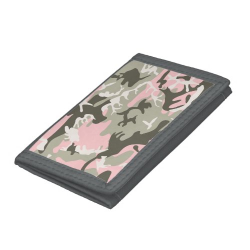 Pink and Green Camouflage Pattern Military Army Trifold Wallet