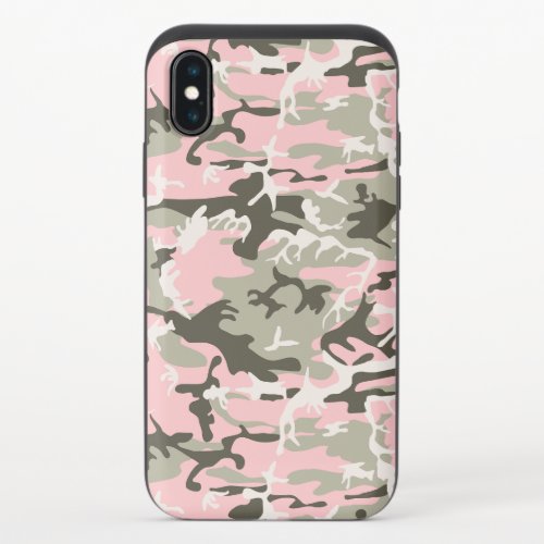 Pink and Green Camouflage Pattern Military Army iPhone XS Slider Case