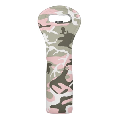 Pink and Green Camouflage Pattern Military Army Wine Bag