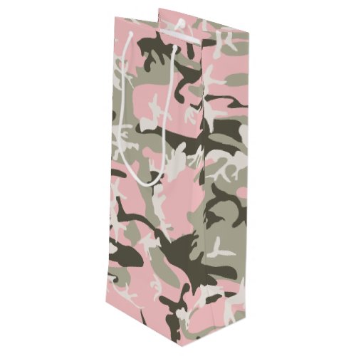 Pink and Green Camouflage Pattern Military Army Wine Gift Bag