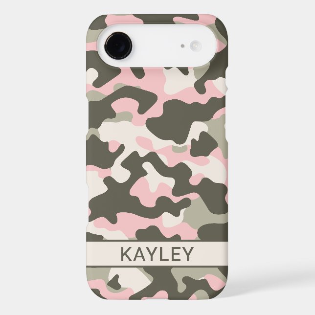 Pink and Green Camouflage Personalized Case-Mate iPhone Case (Back)