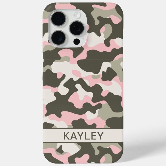 Pink and Green Camouflage Personalized Case-Mate iPhone Case (Back)