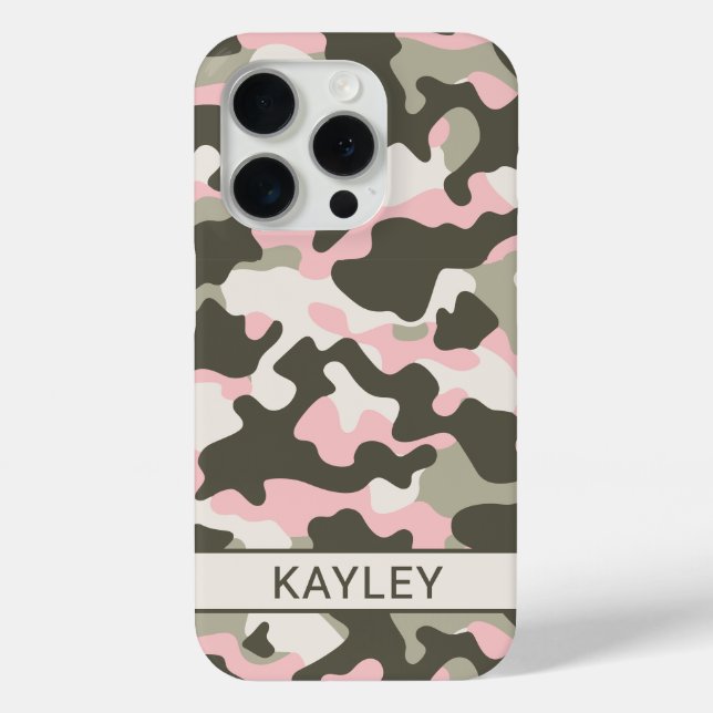 Pink and Green Camouflage Personalized Case-Mate iPhone Case (Back)
