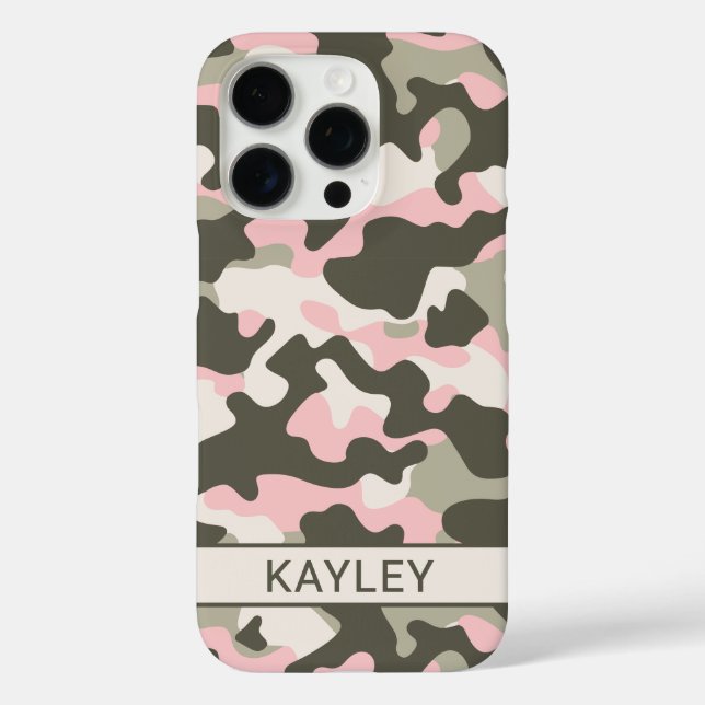 Pink and Green Camouflage Personalized Case-Mate iPhone Case (Back)