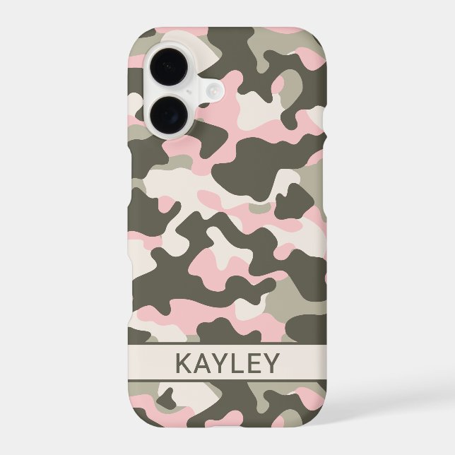 Pink and Green Camouflage Personalized Case-Mate iPhone Case (Back)