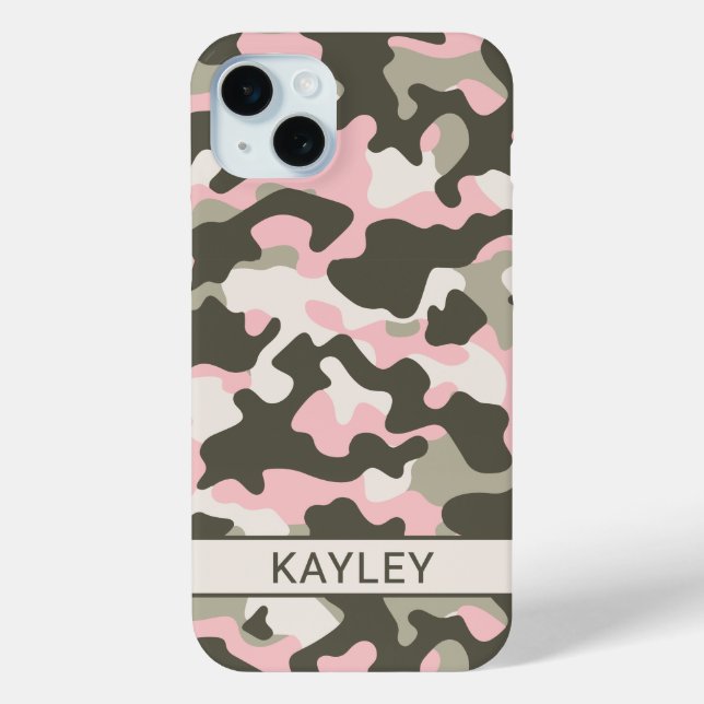 Pink and Green Camouflage Personalized Case-Mate iPhone Case (Back)