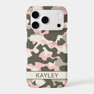 Pink and Green Camouflage Personalized iPhone 17 Pro Case