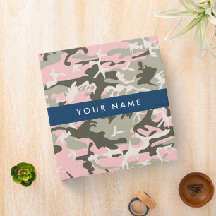 Pink and Green Camouflage Your name Personalize 3 Ring Binder