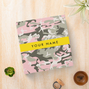 Pink and Green Camouflage Your name Personalize 3 Ring Binder
