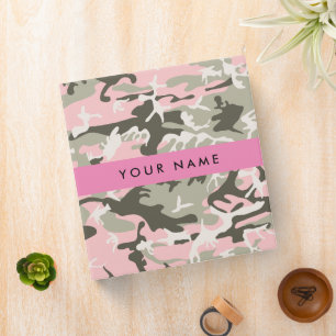 Pink and Green Camouflage Your name Personalize 3 Ring Binder