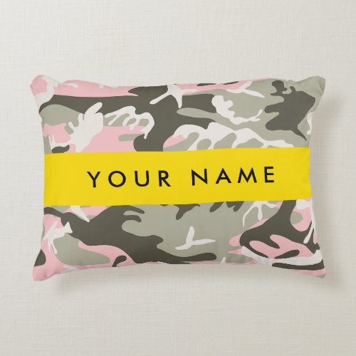 Pink and Green Camouflage Your name Personalize Accent Pillow