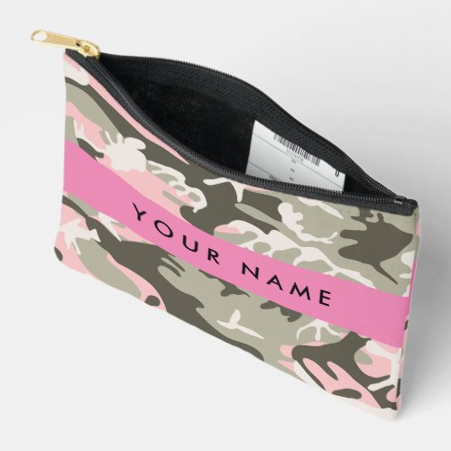 Pink and Green Camouflage Your name Personalize Accessory Pouch