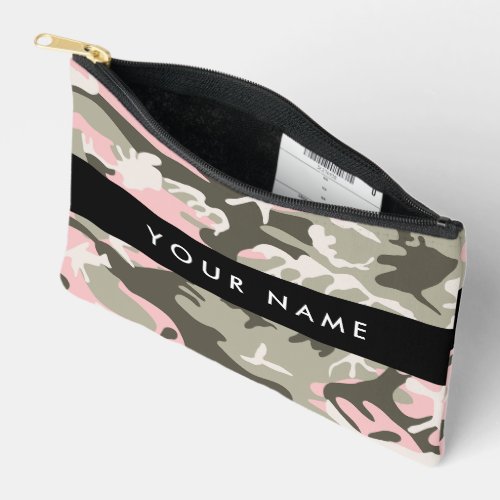 Pink and Green Camouflage Your name Personalize Accessory Pouch