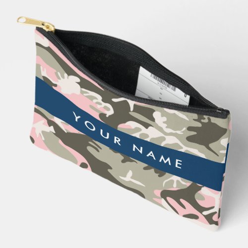 Pink and Green Camouflage Your name Personalize Accessory Pouch