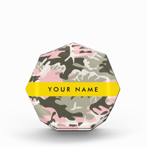 Pink and Green Camouflage Your name Personalize Acrylic Award